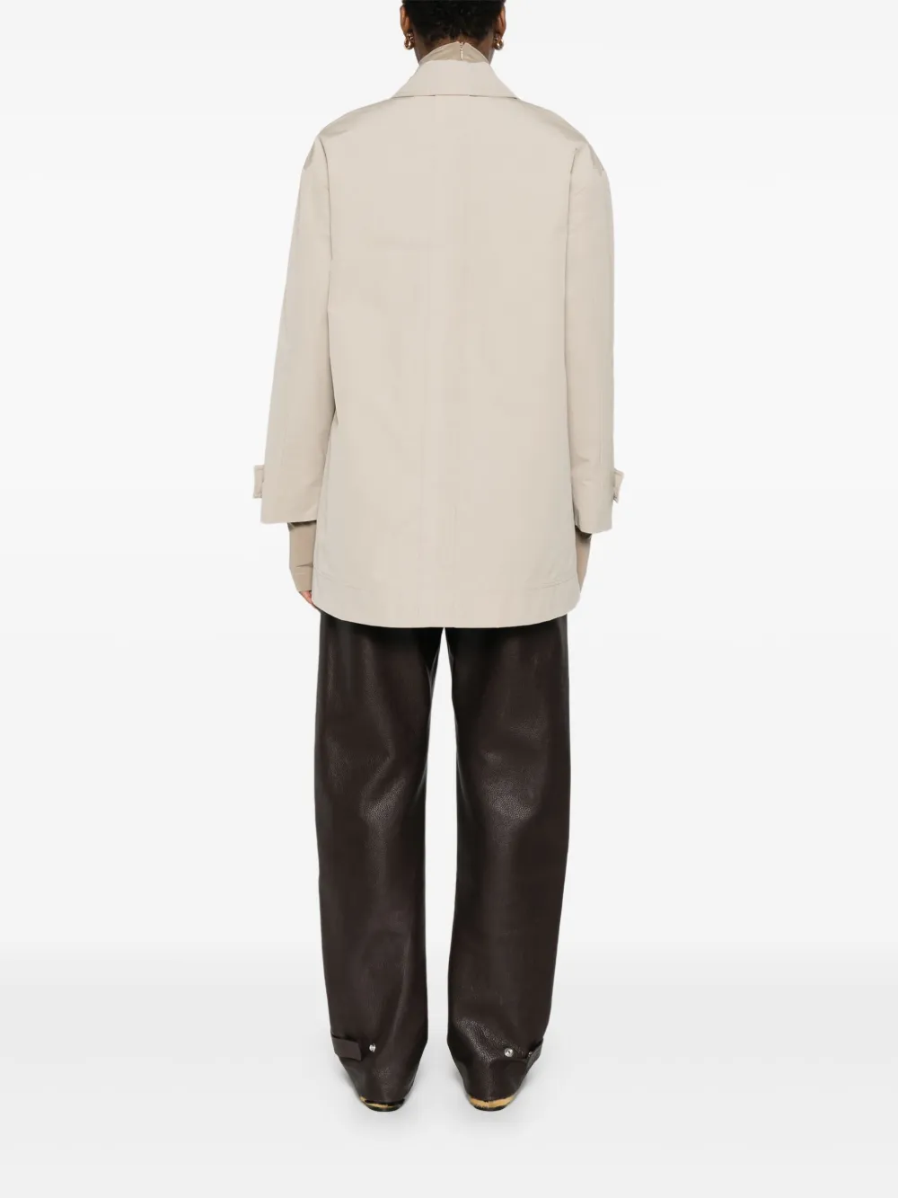 Aspesi Double-breasted Zip-detail Coat In Neutral