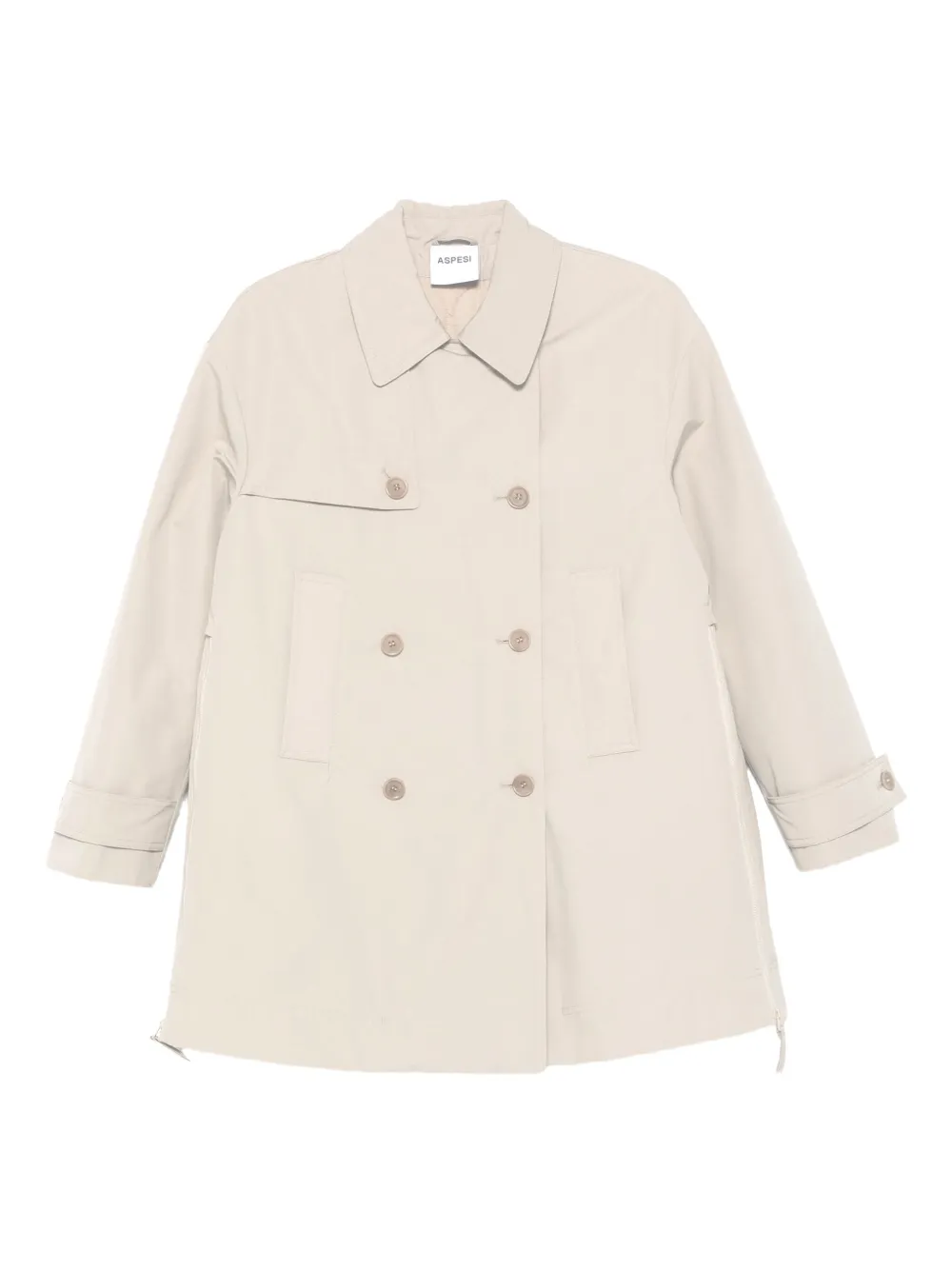 Aspesi Double-breasted Zip-detail Coat In Neutral