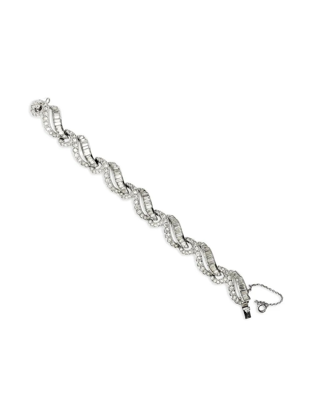 Jennifer Gibson Jewellery Bracciale con cristalli anni '50 - Argento