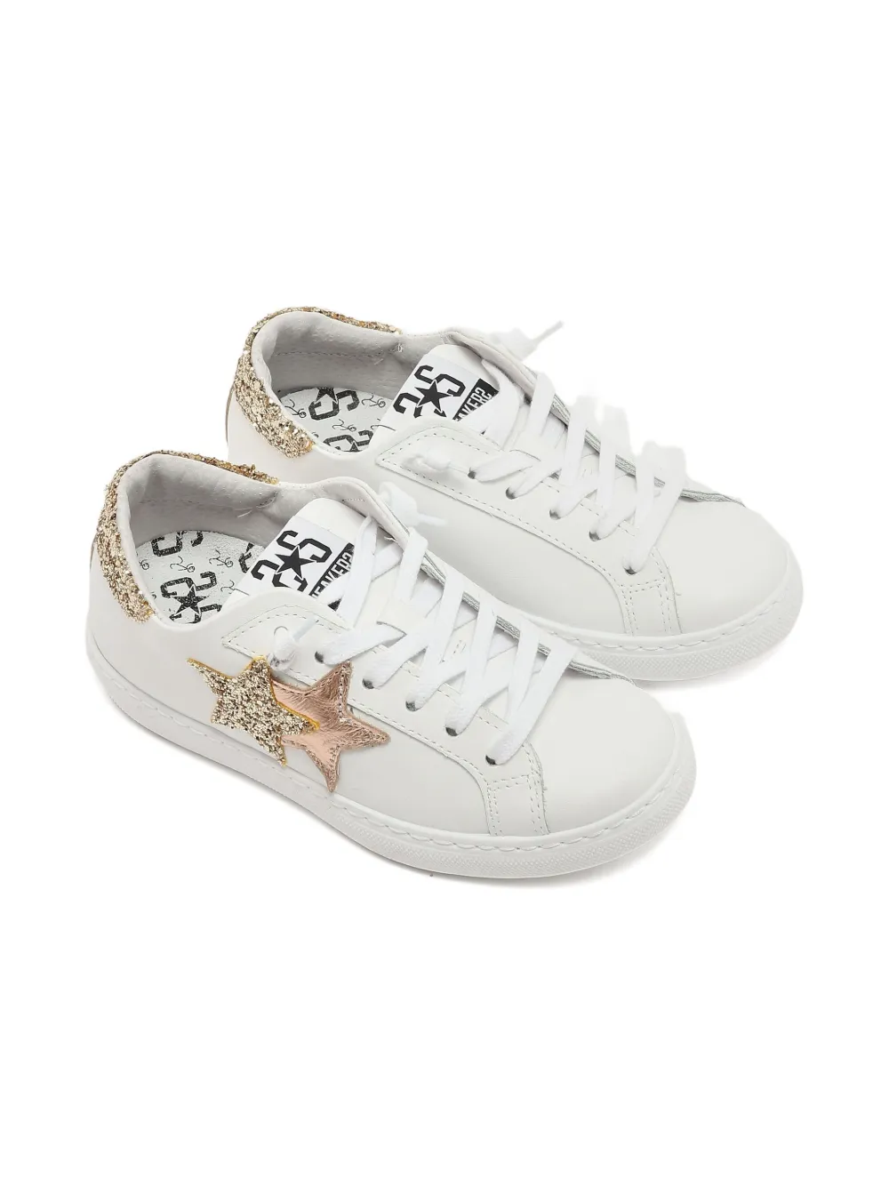 2 Star Kids Sneakers met ster met glitters Wit