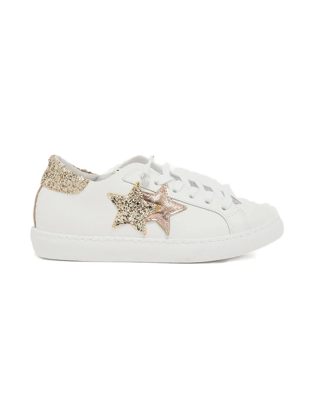 2 Star Kids Sneakers met ster met glitters Wit