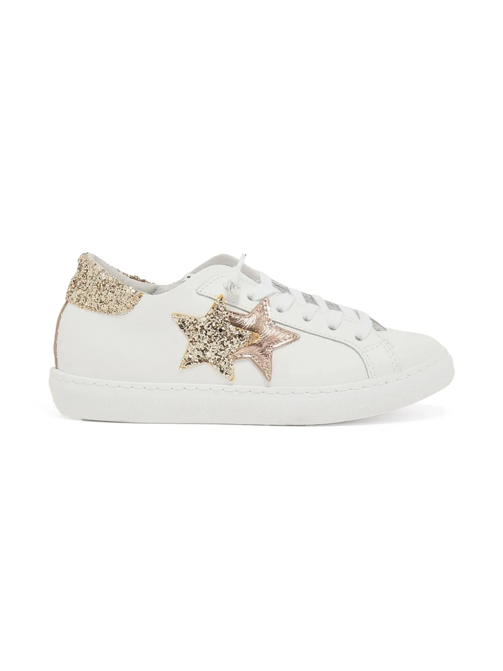 2 Star Kids Sneakers met ster met glitters Wit