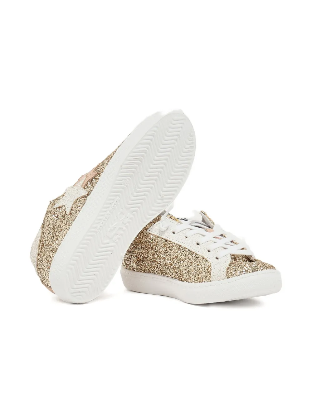2 Star Kids star-patch glitter sneakers Gold