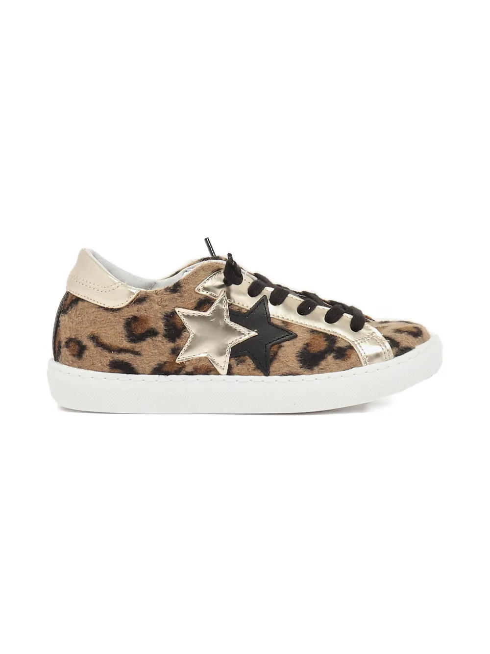 2 Star Kids Sneakers met luipaardprint en sterpatch Bruin