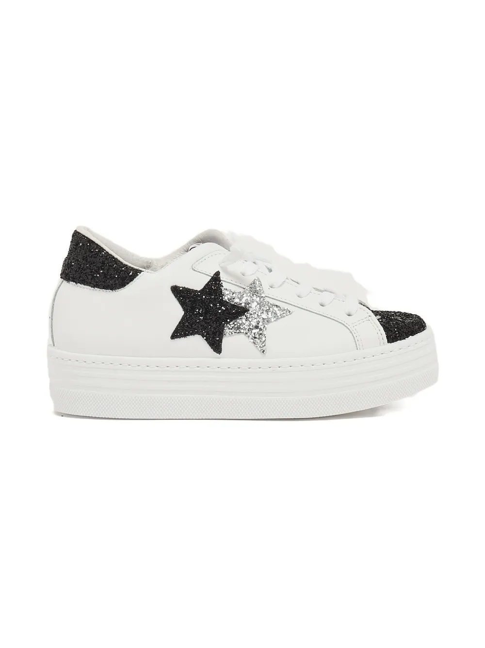 2 Star Kids Sneakers met ster met glitters Wit