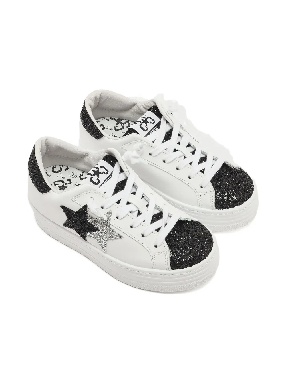 2 Star Kids Sneakers met ster met glitters Wit