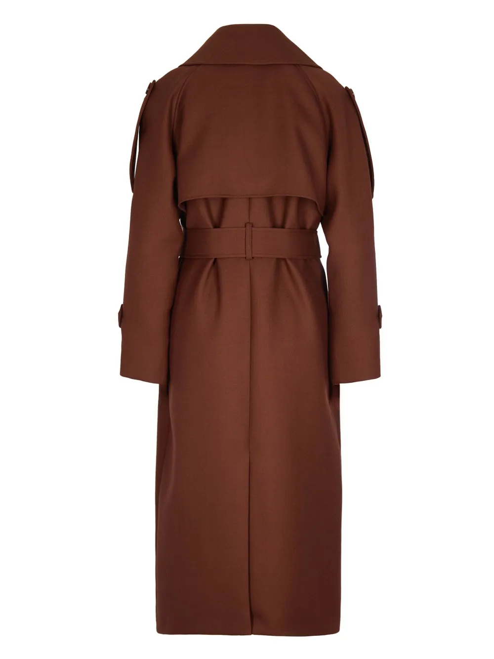 Patrizia Pepe Brown Wool Blend Trench Coat With Belted Waist In Brown