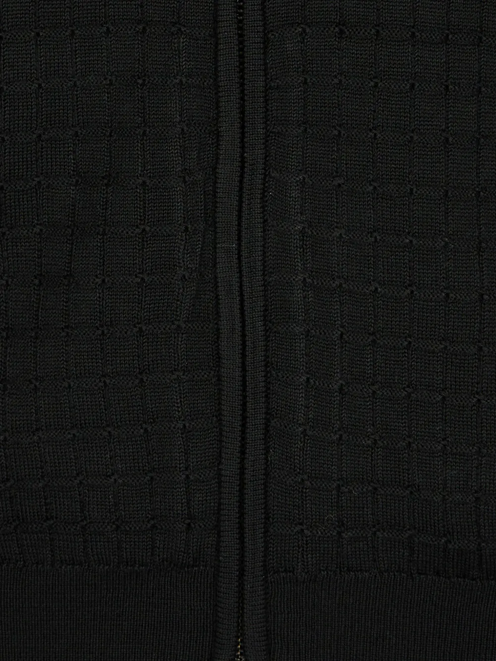Emporio Armani Zip-front Grid-pattern Cardigan In Black