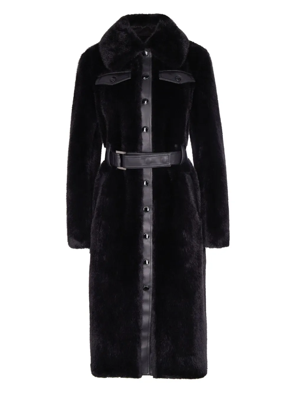 Patrizia Pepe belted faux-fur coat | Black | Image 1