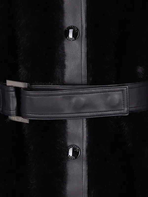 Patrizia Pepe Belted faux-fur Coat | Black | FARFETCH