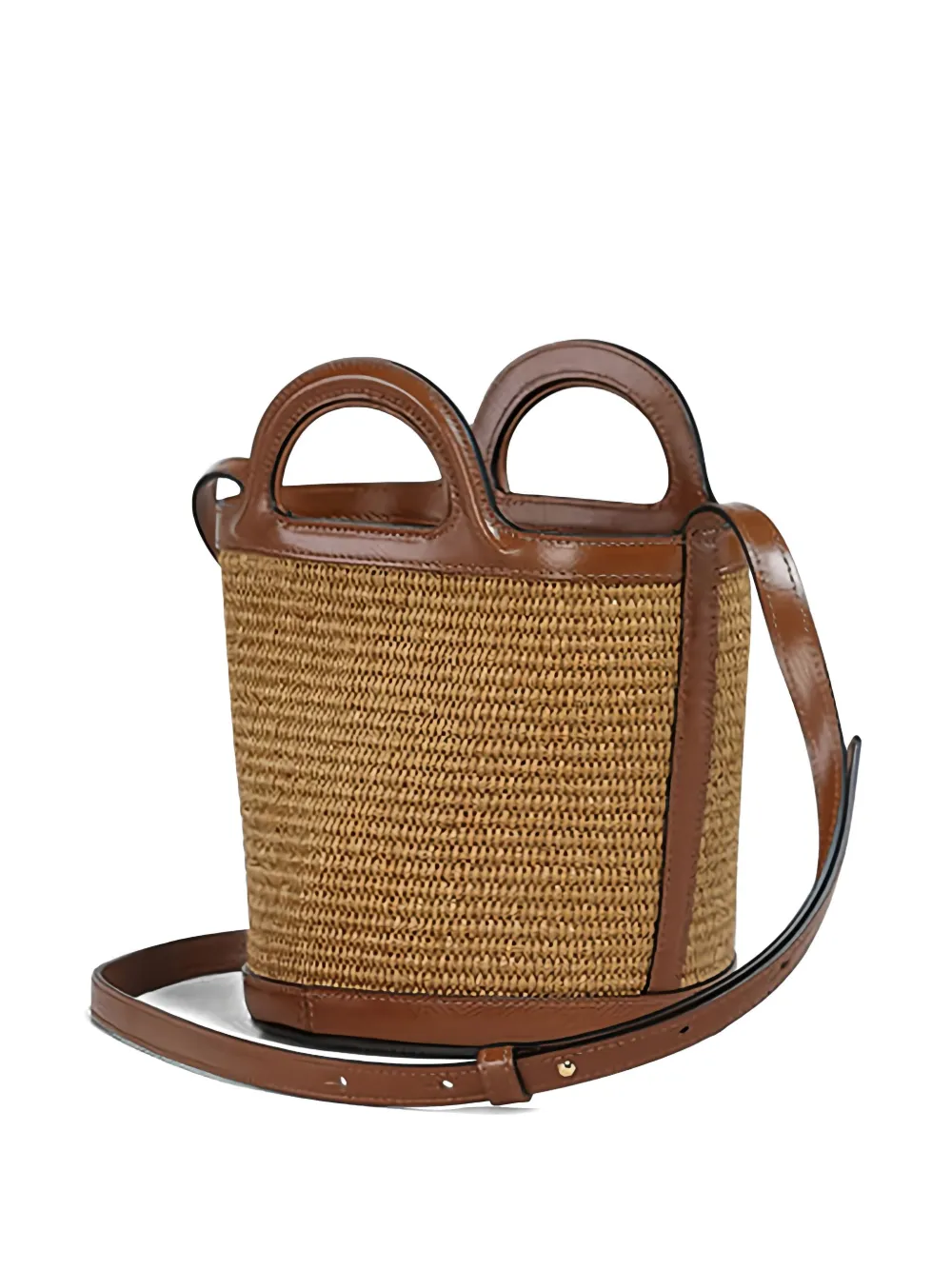 Marni Tropicalia kleine bucket-tas verfraaid met logo - Bruin