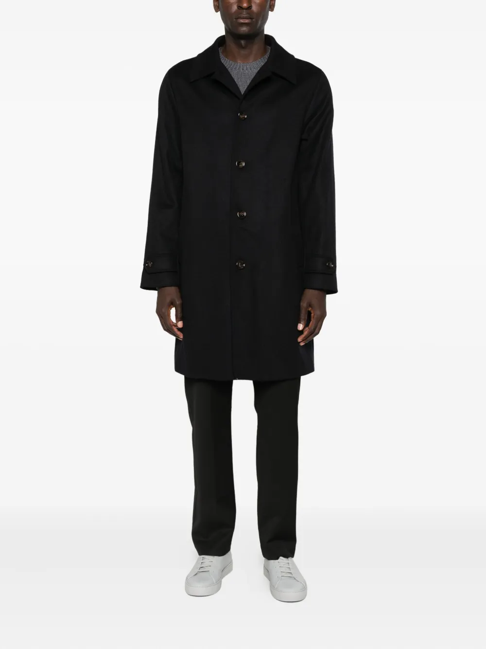 Aspesi Button-fastening Coat In Black