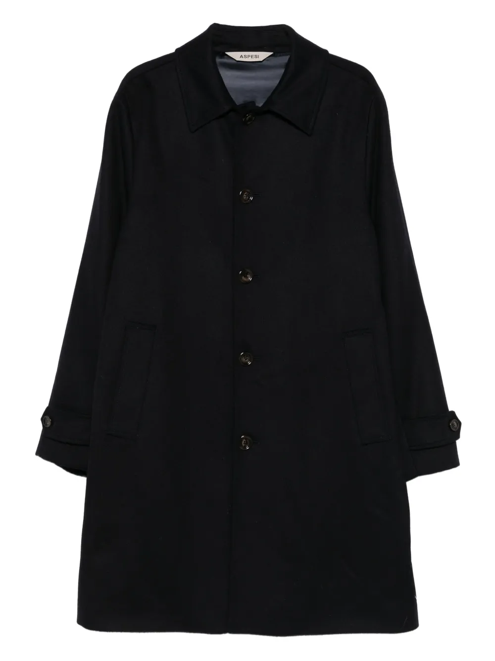Aspesi Button-fastening Coat In Black