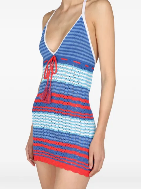 Gallo striped tassel-detail mini dress