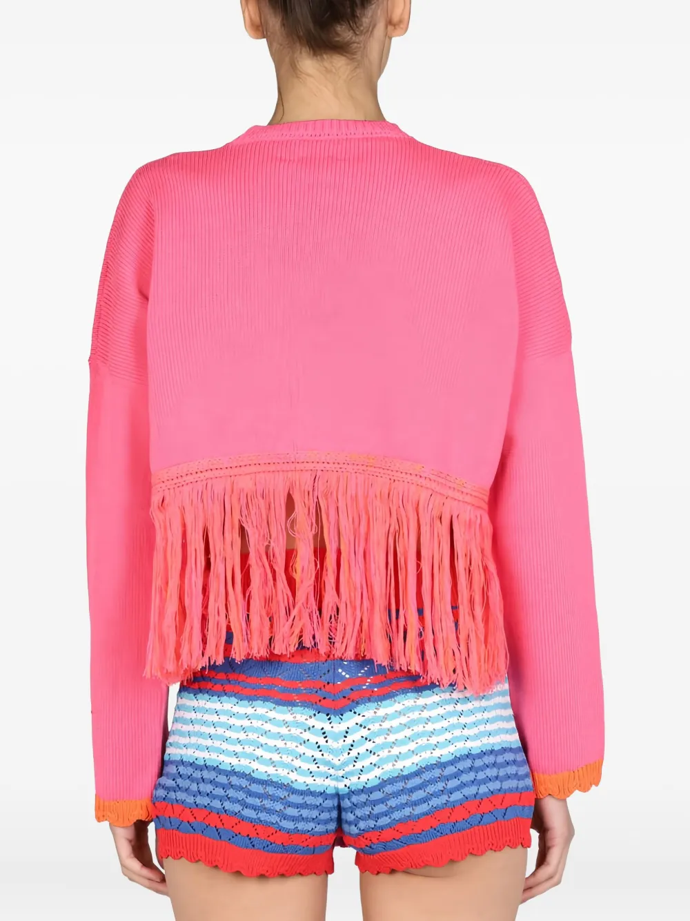 Gallo Fringed Long-sleeves Sweater In Pink