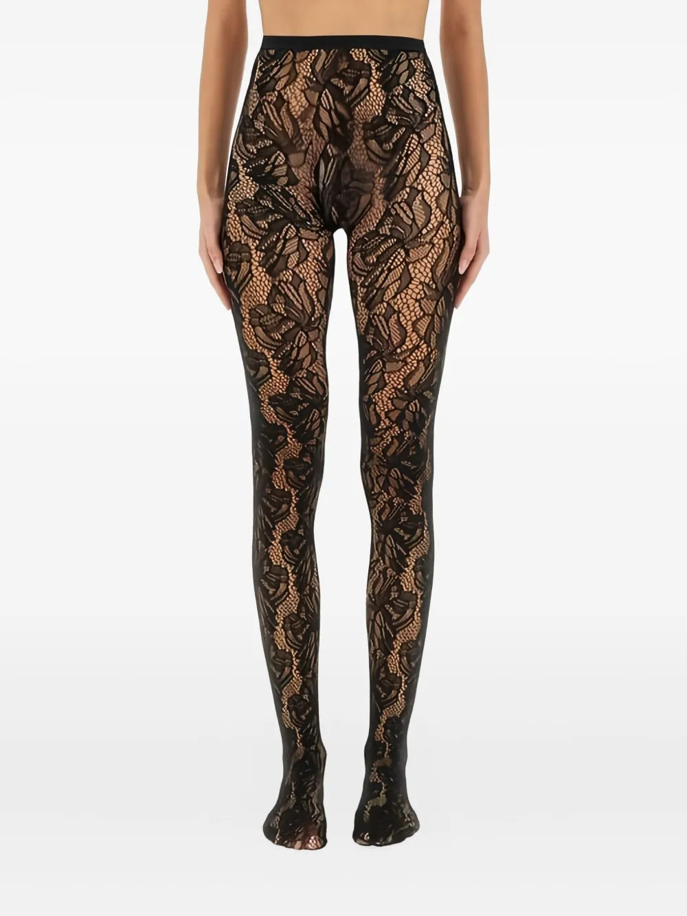 Isabel Marant Lace-floral Tights In Black