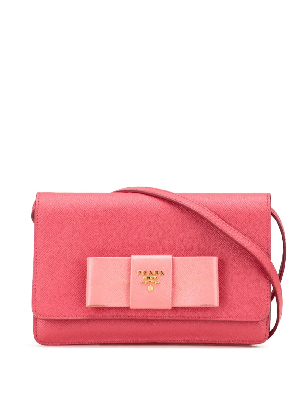 Prada Pre-Owned 2000-2025 Saffiano Lux Bow Wallet On Strap crossbody Prada Pre-Owned 2000-2025 Saffiano Lux Bow Wallet On Strap crossbody