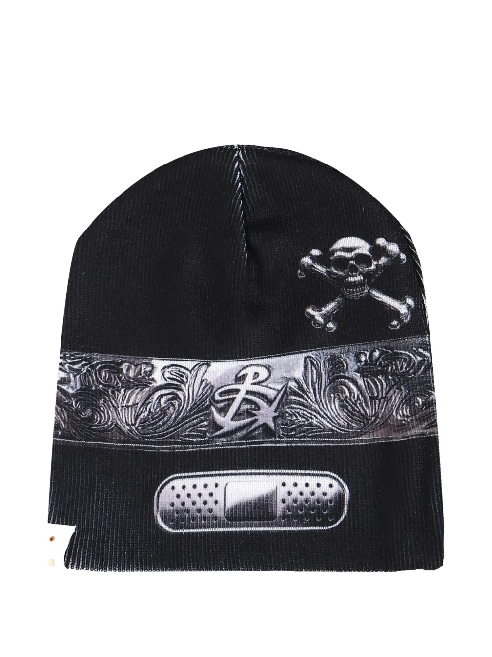 Pdf Channel Tied-bandana Printed Beanie In Black