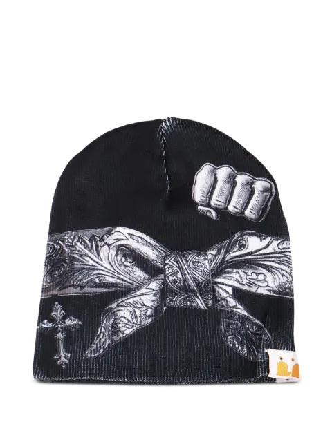 PDF CHANNEL tied-bandana printed beanie 