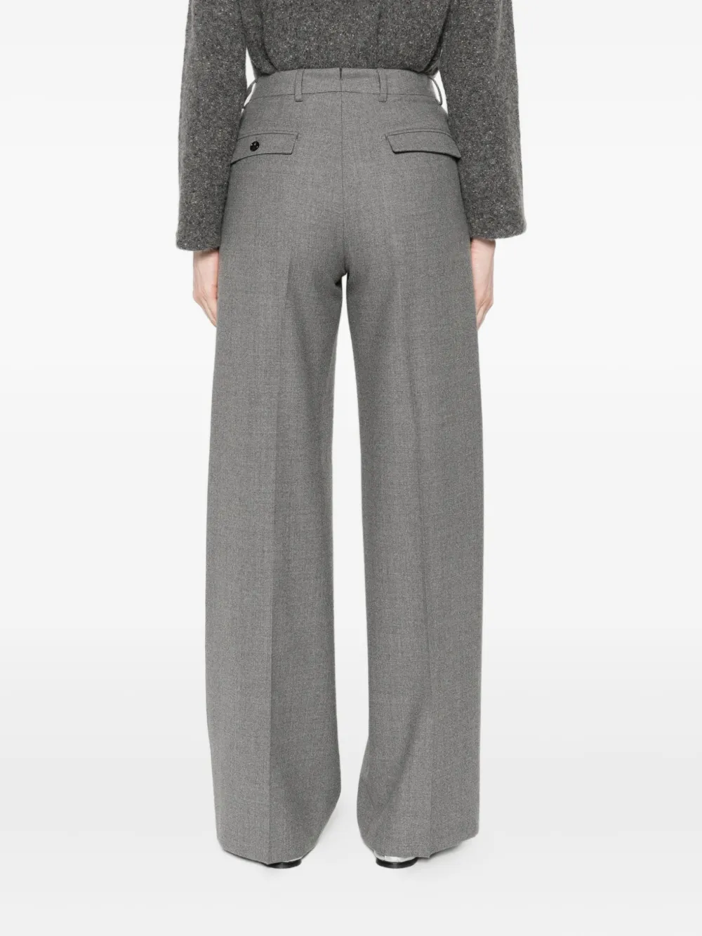 Cellar Door Wide-leg High-waisted Trousers In Gray