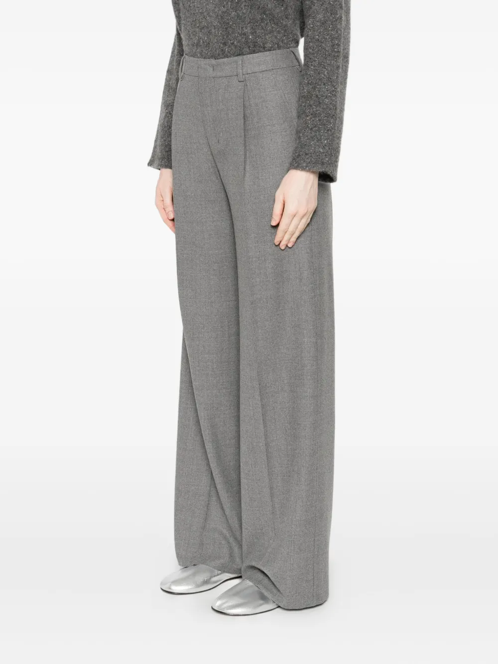 Cellar Door Wide-leg High-waisted Trousers In Gray