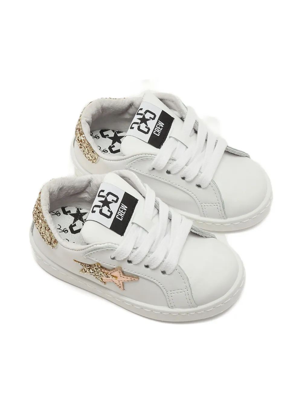 2 Star Kids Sneakers met ster met glitters Wit