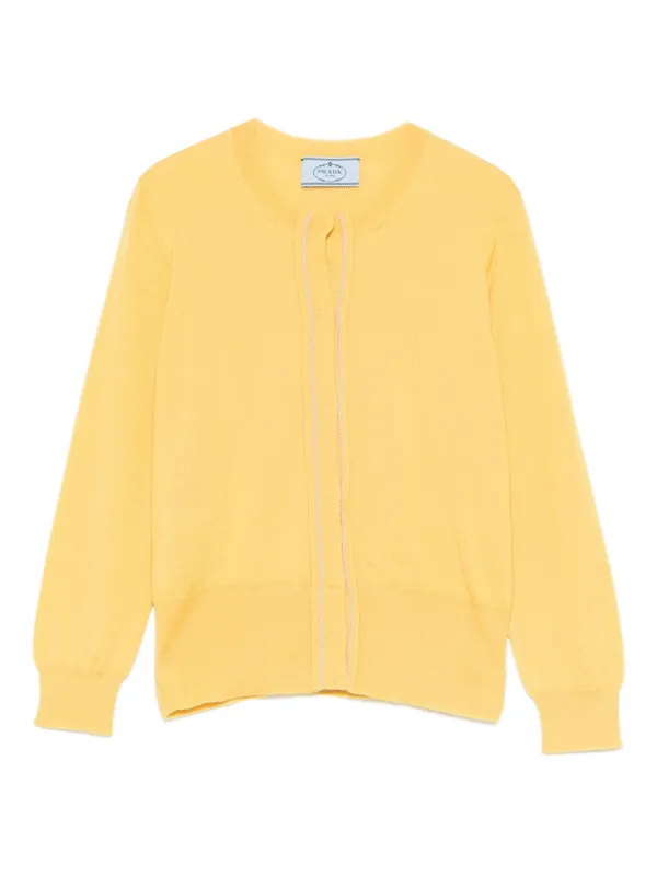 Prada Long-sleeved Cardigan in Yellow