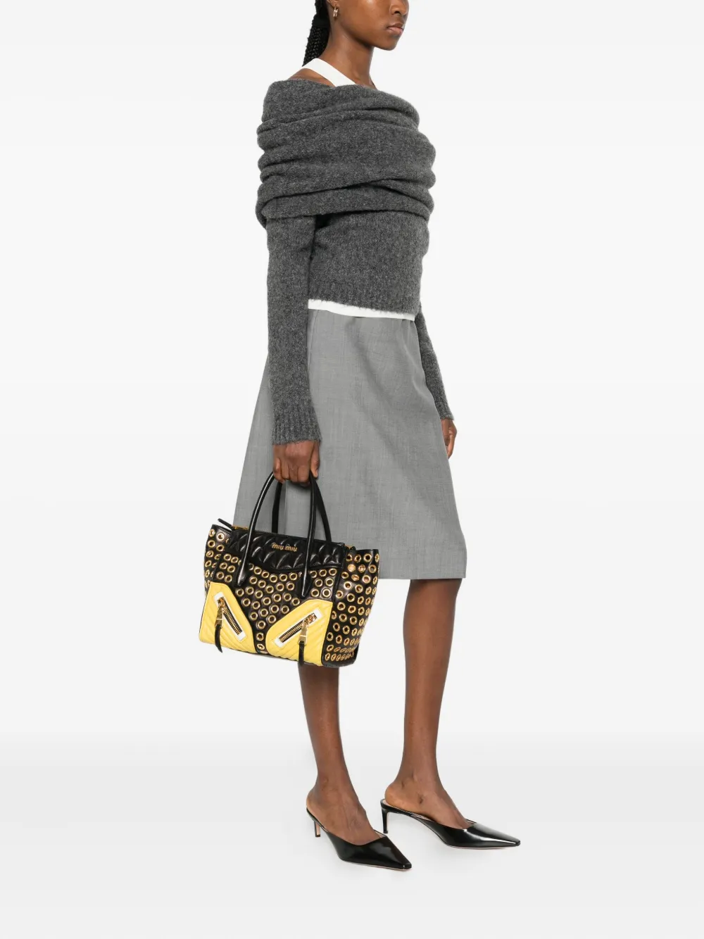 Miu Miu zip-details shoulder bag - Zwart