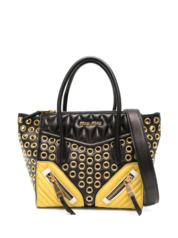 Miu Miu Zip-details Shoulder Bag in Black
