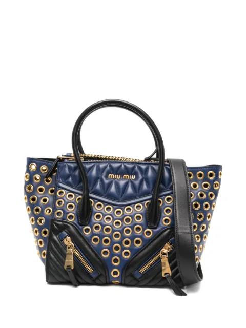 Miu Miu tote capitonado con paneles y detalle de ojales