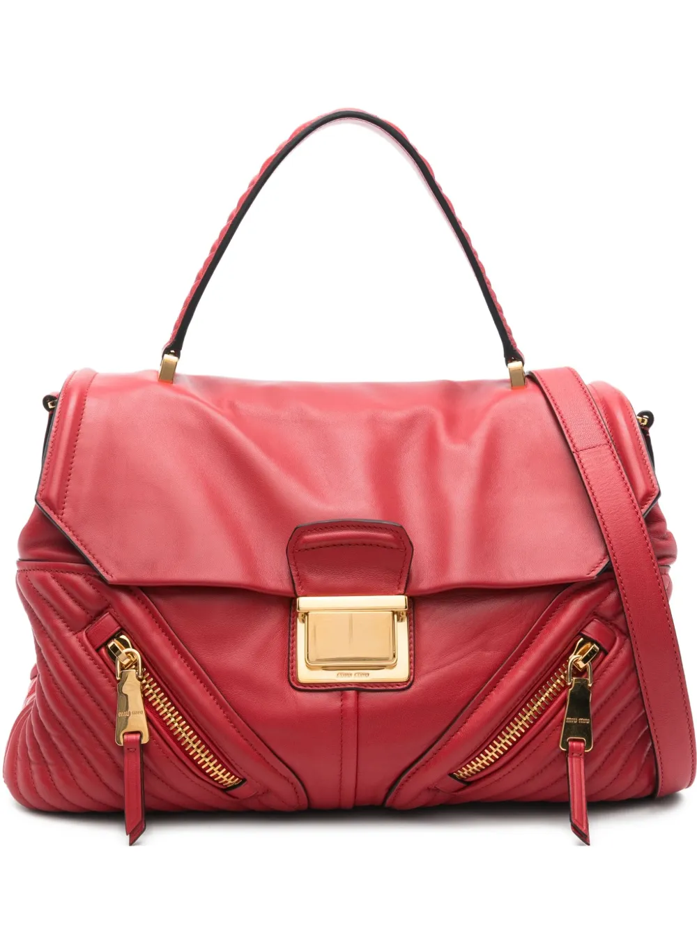 Miu Miu zip-fastening quilted tote bag | Red | Image 1