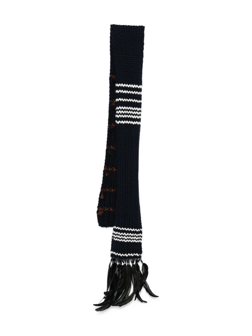 Prada striped feather-trimmed scarf | Blue | Image 1