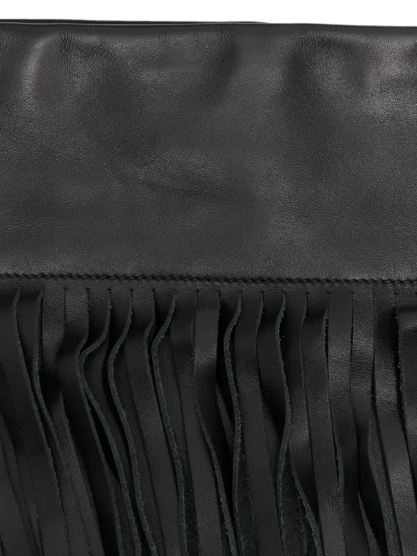 Miu Miu Fringe Leather Shoulder Bag | Black | FARFETCH