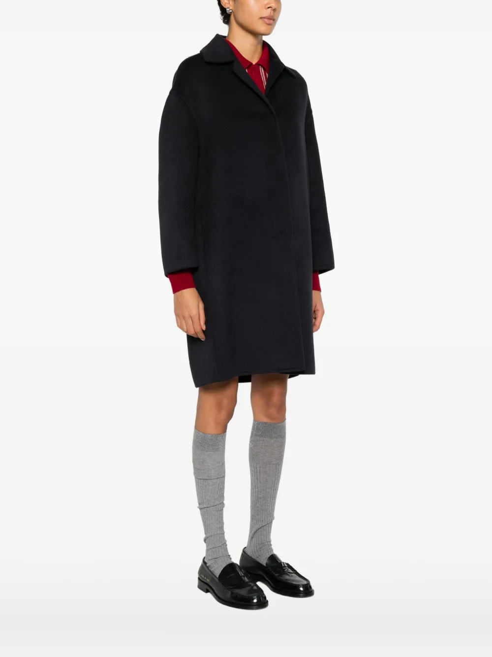 Prada Single-breasted Coat In Black