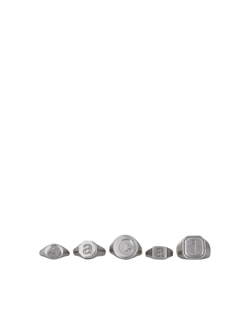 Sacai Debossed-letter Adjustable Ring Set (set Of 5) In Silver