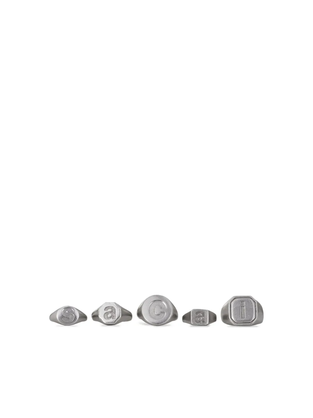 sacai debossed-letter adjustable ring set (set of five) | Grey | Image 1