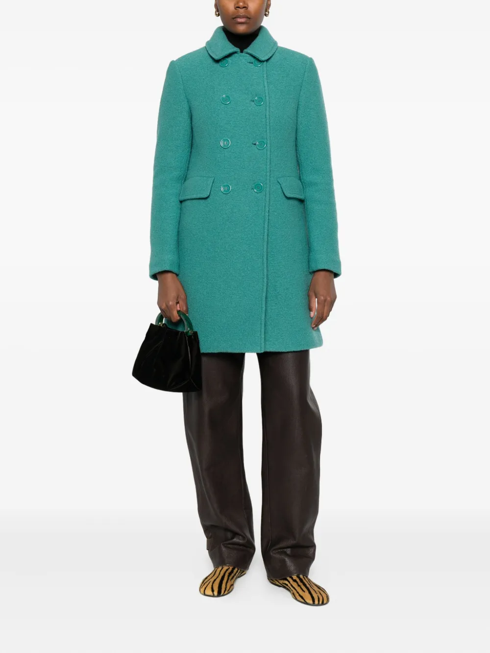 Aspesi Double-breasted Coat In Green