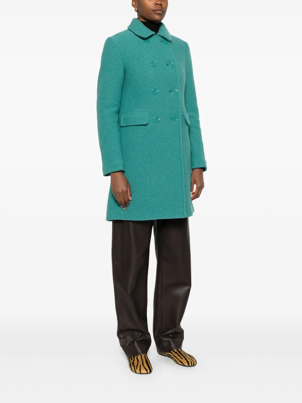 Aspesi Double-breasted Coat In Green