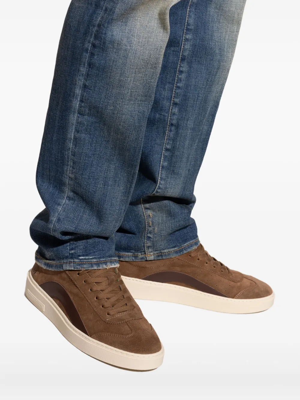 DSQUARED2 suede leather lace-up sneakers Brown