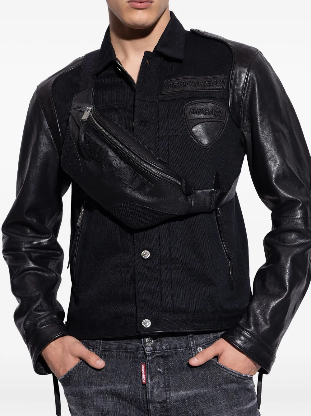 DSQUARED2 x Ducati embossed zip belt bag - Zwart