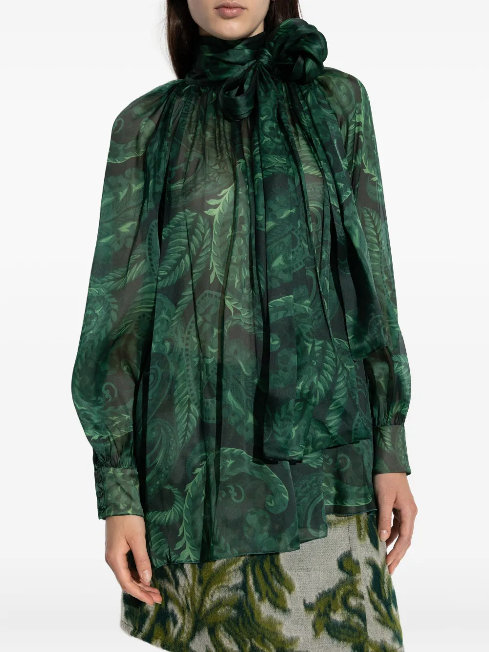 Etro Paisley-print Blouse In Green