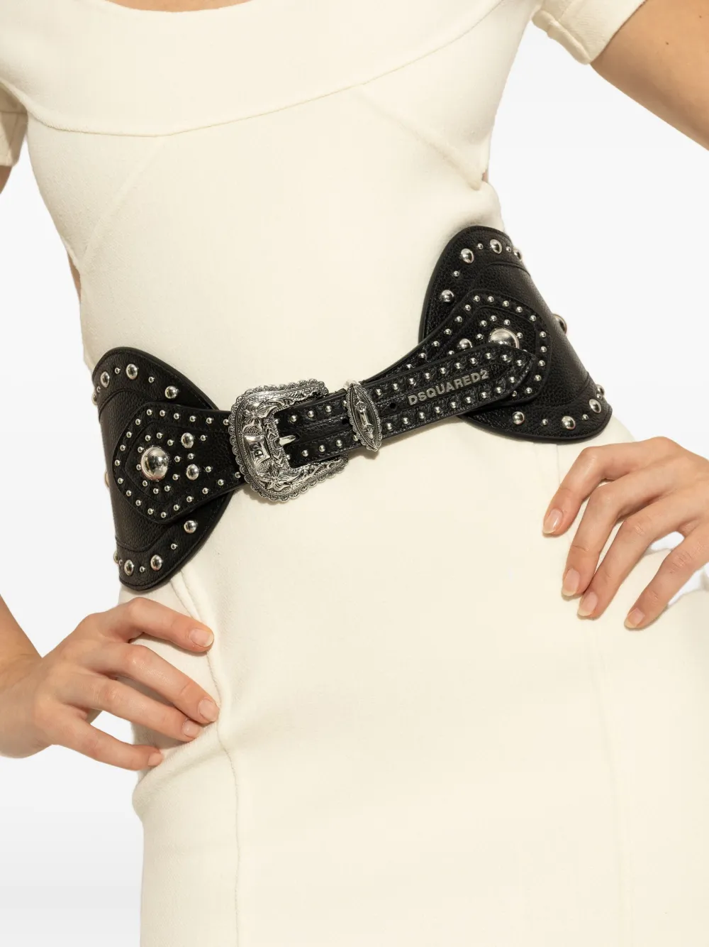 Dsquared2 Studded Leather Belt In Black