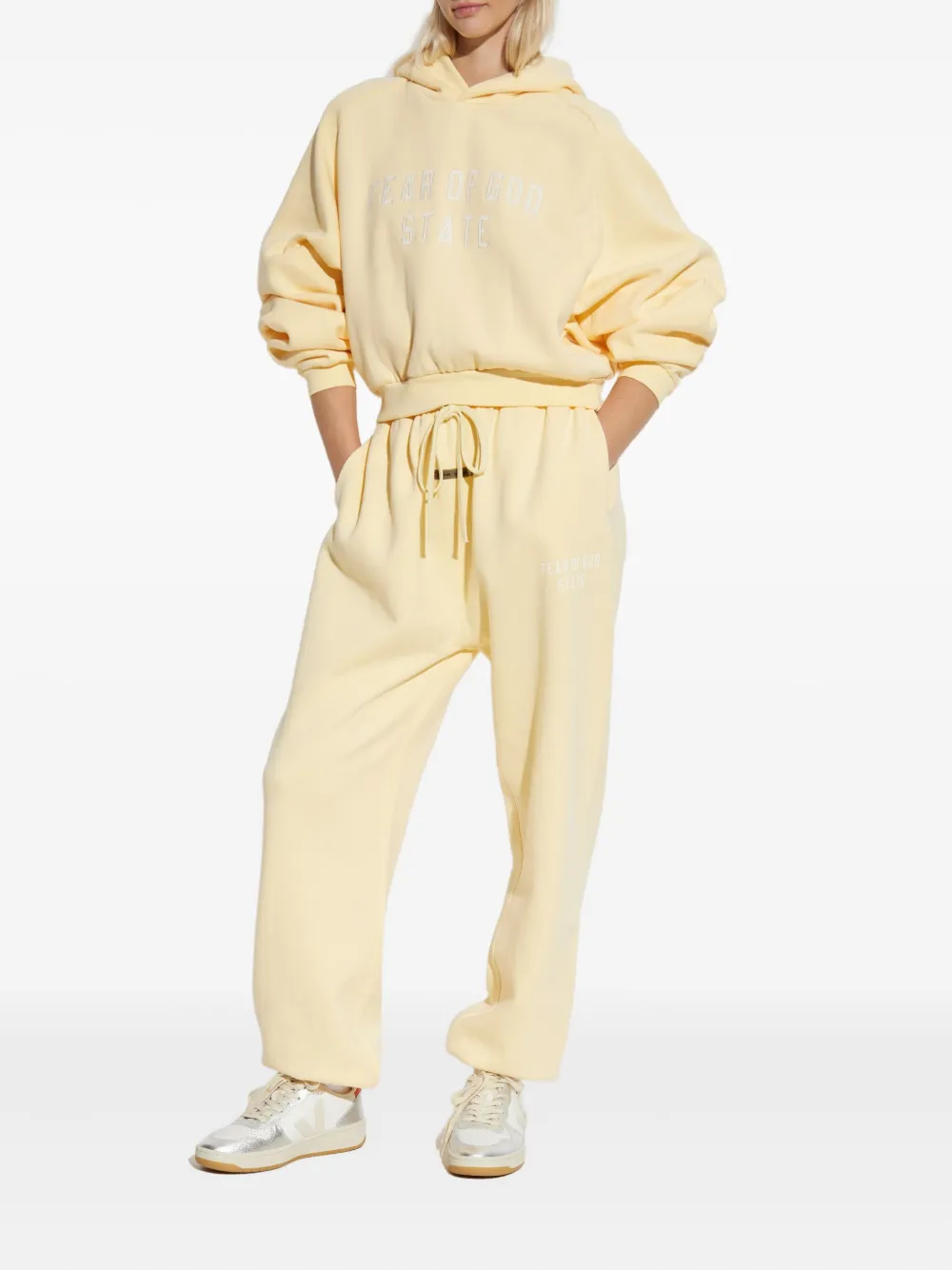 Essentials Embroidered-logo Hoodie In Neutral