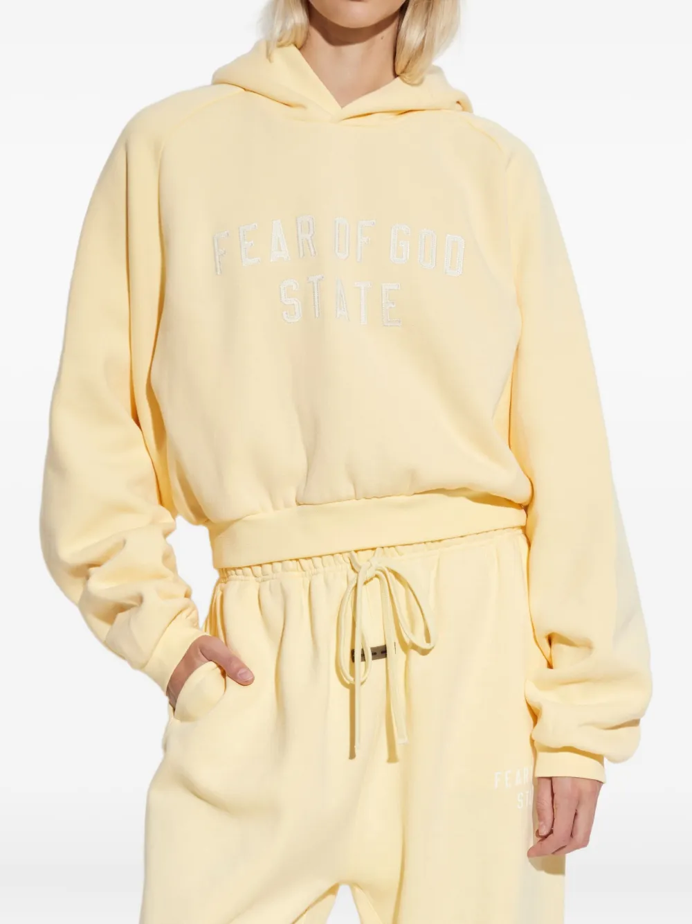 Essentials Embroidered-logo Hoodie In Neutral