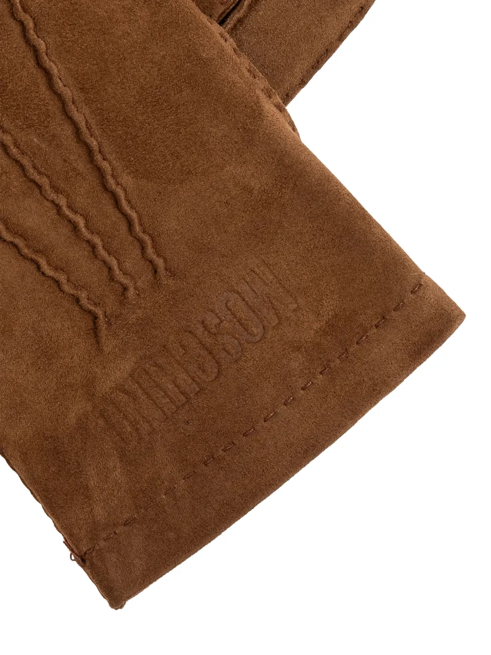 Moschino Logo-debossed Gloves In Brown