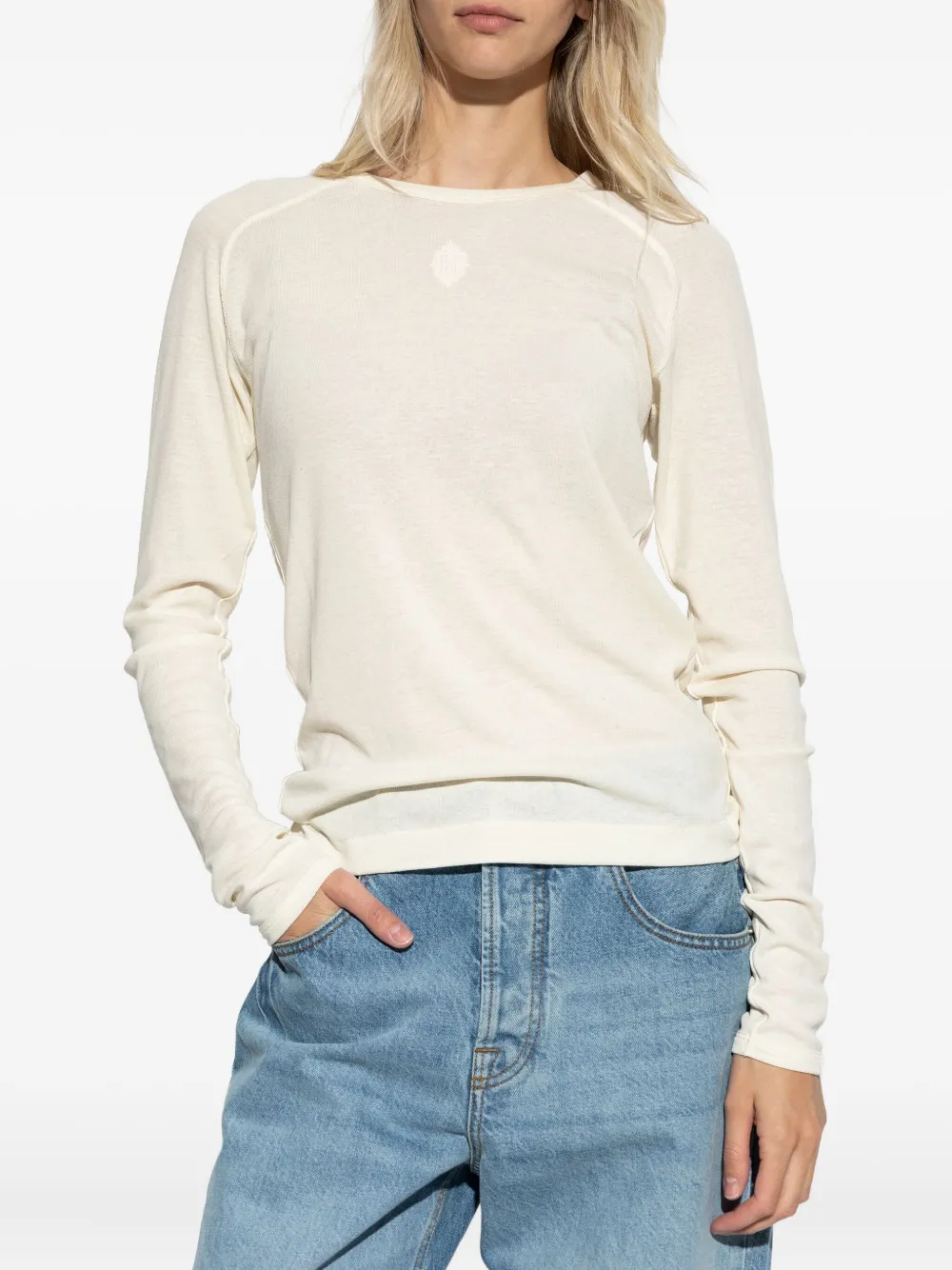 By Malene Birger Logo-embroidered Long-sleeve Top In White