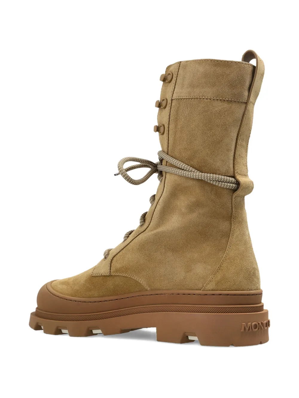 Moncler logo-patch suede boots Brown