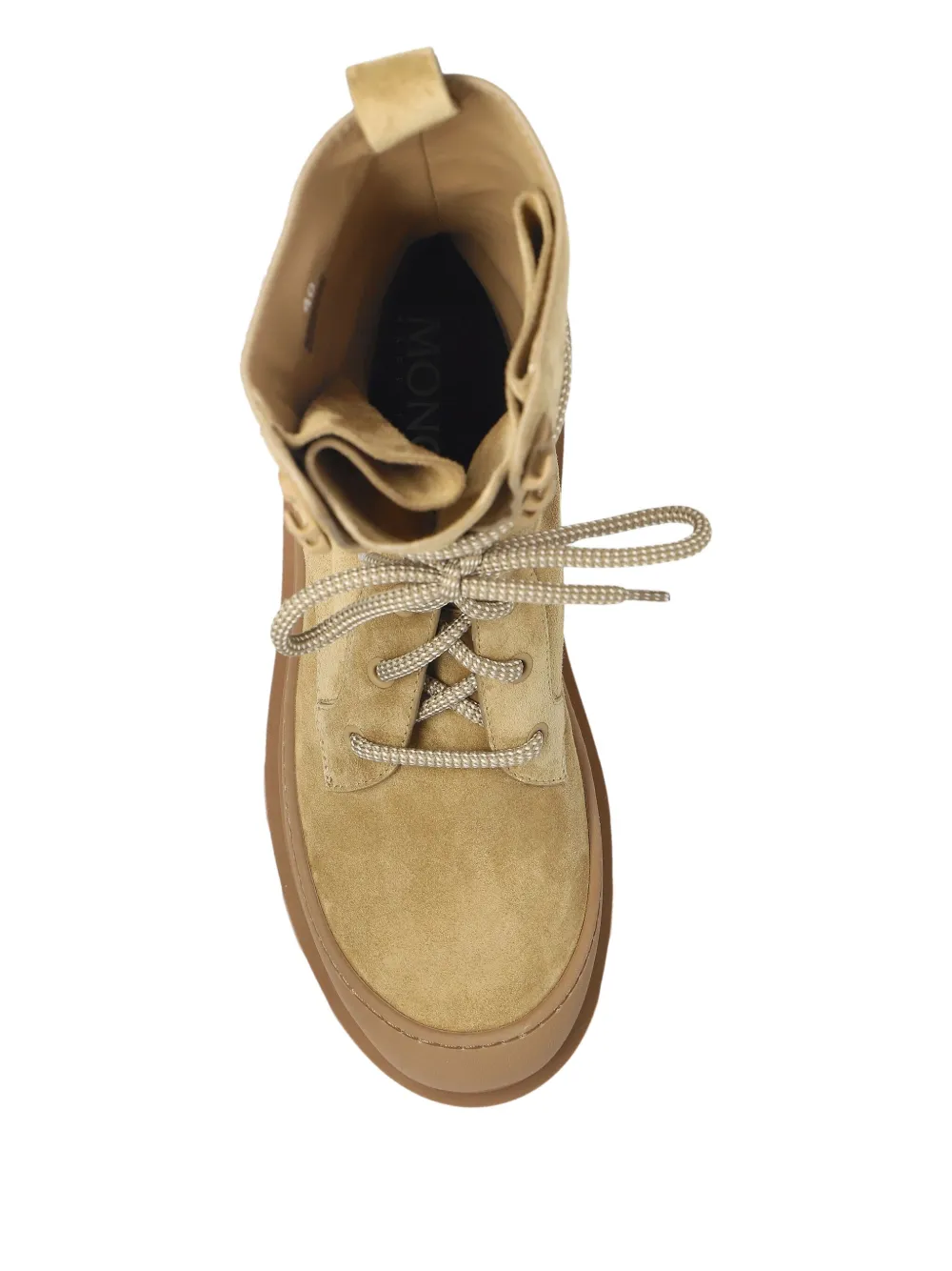 Moncler logo-patch suede boots Brown
