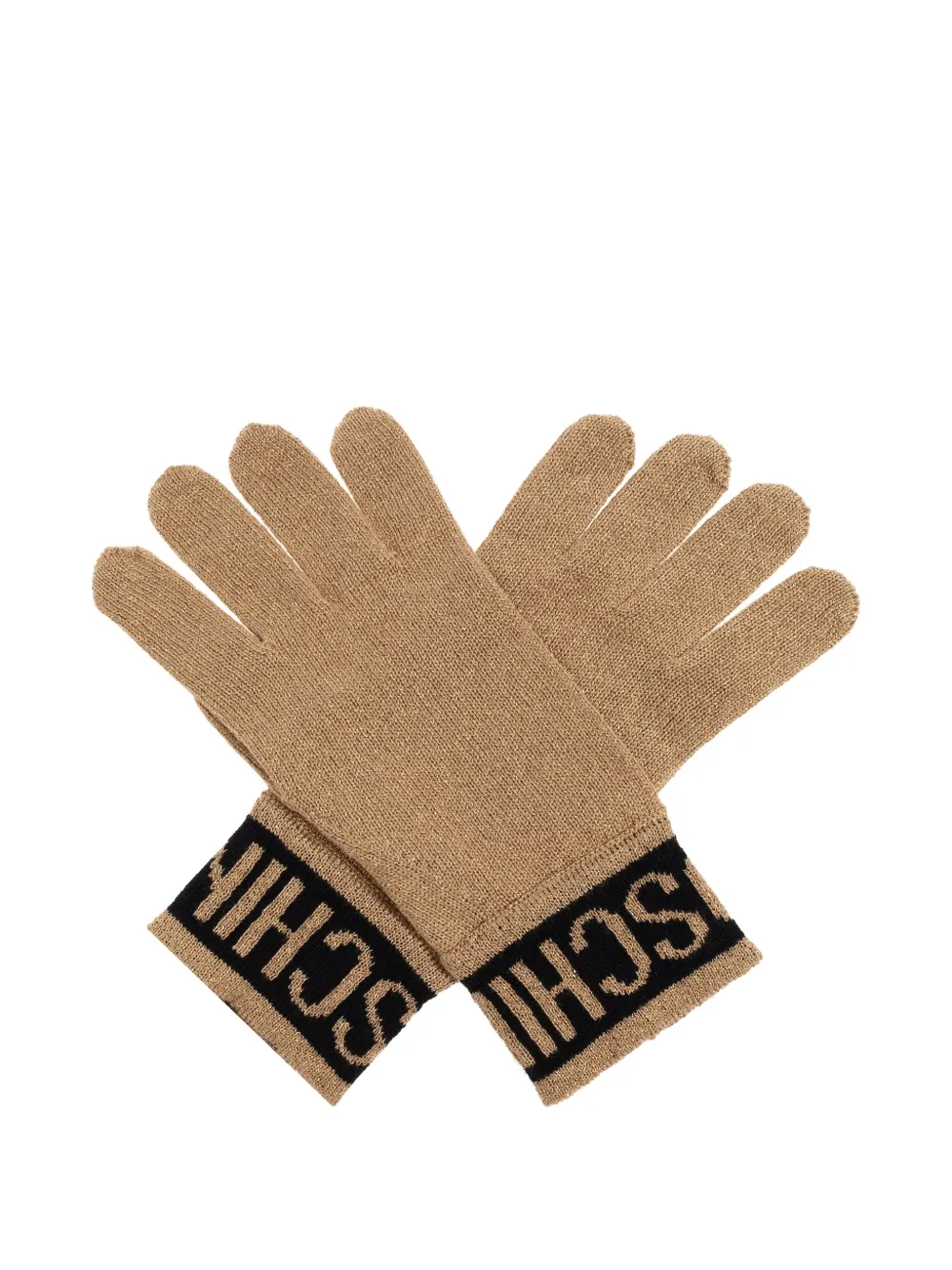 Moschino logo-intarsia gloves - Bruin