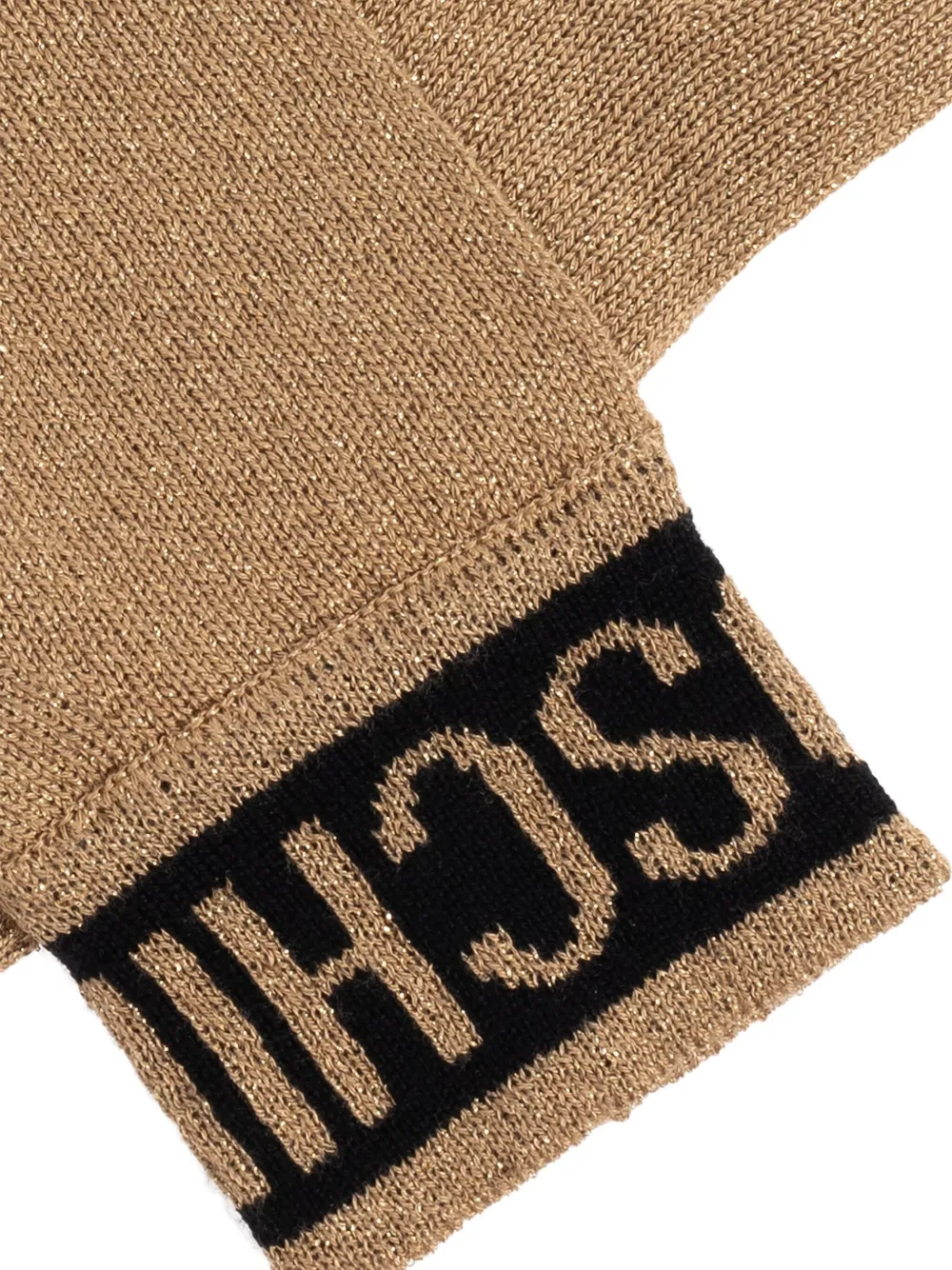 Moschino Logo-intarsia Gloves In Brown